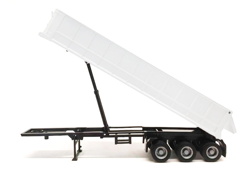 3-Axle Dump Trailer White 1/87 (HO) Plastic Model by Promotex