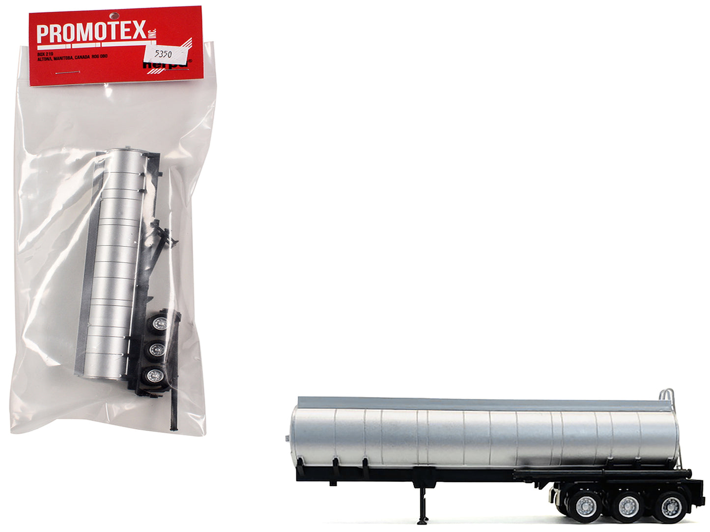 3-Axle Chemical Tanker Trailer Silver 1/87 (HO) Plastic Model by Promotex-DiecastModeler.com