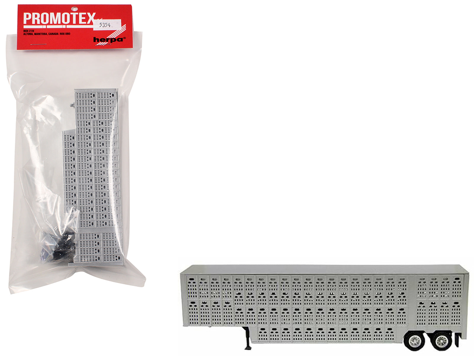 Livestock Trailer Silver 1/87 (HO) Plastic Model by Promotex-DiecastModeler.com