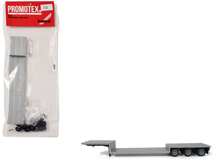 3-Axle Double-Drop Flatbed Trailer Silver Top 1/87 (HO) Plastic Model by Promotex-DiecastModeler.com
