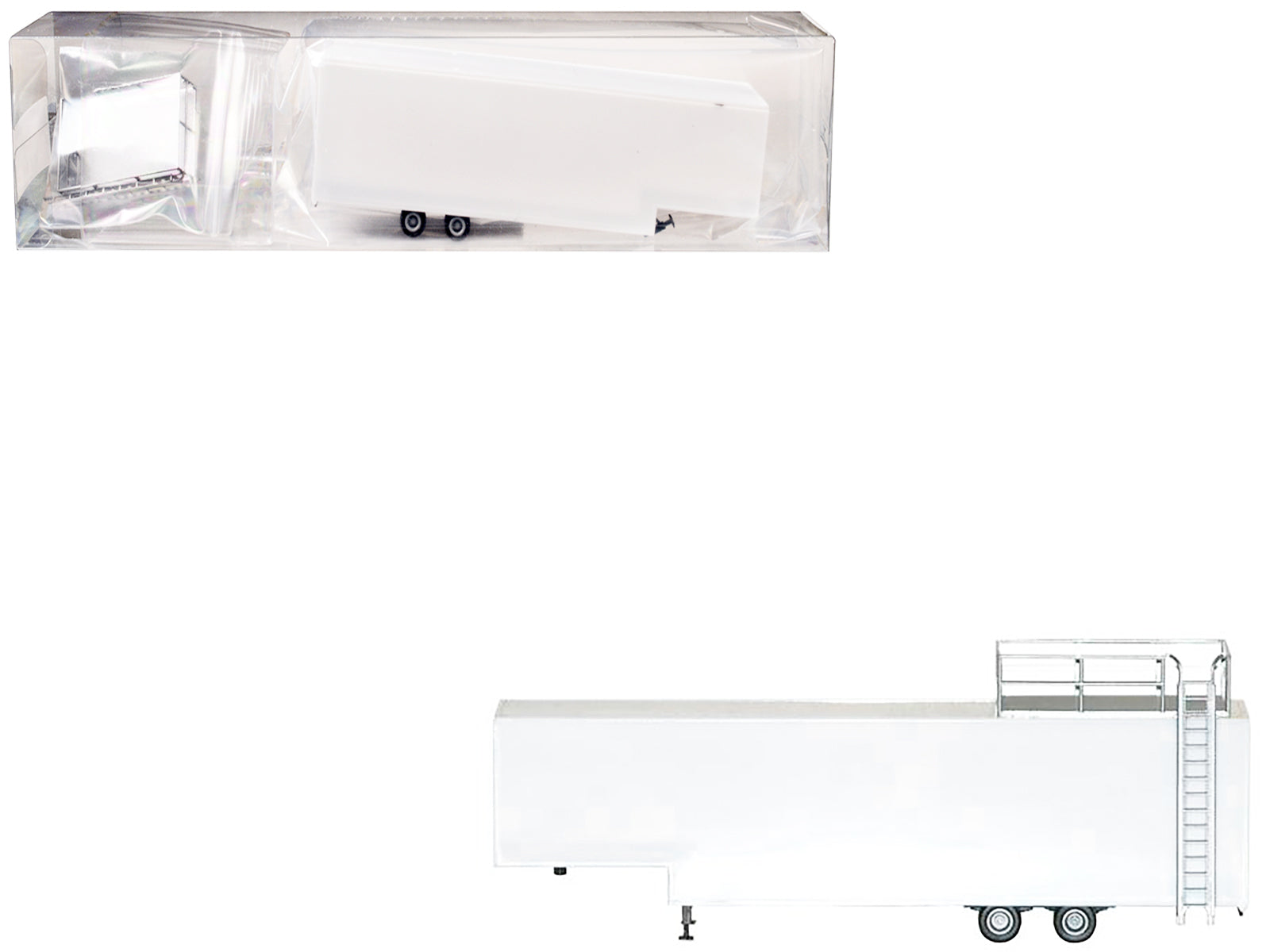 Race Horse Transport Trailer White 1/87 (HO) Plastic Model by Promotex-DiecastModeler.com