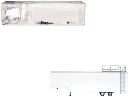 Race Horse Transport Trailer White 1/87 (HO) Plastic Model by Promotex