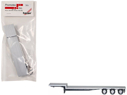 48ft 3-Axle Drop Deck Trailer with Chrome Wheels and Silver Top 1/87 (HO) Plastic Model by Promotex