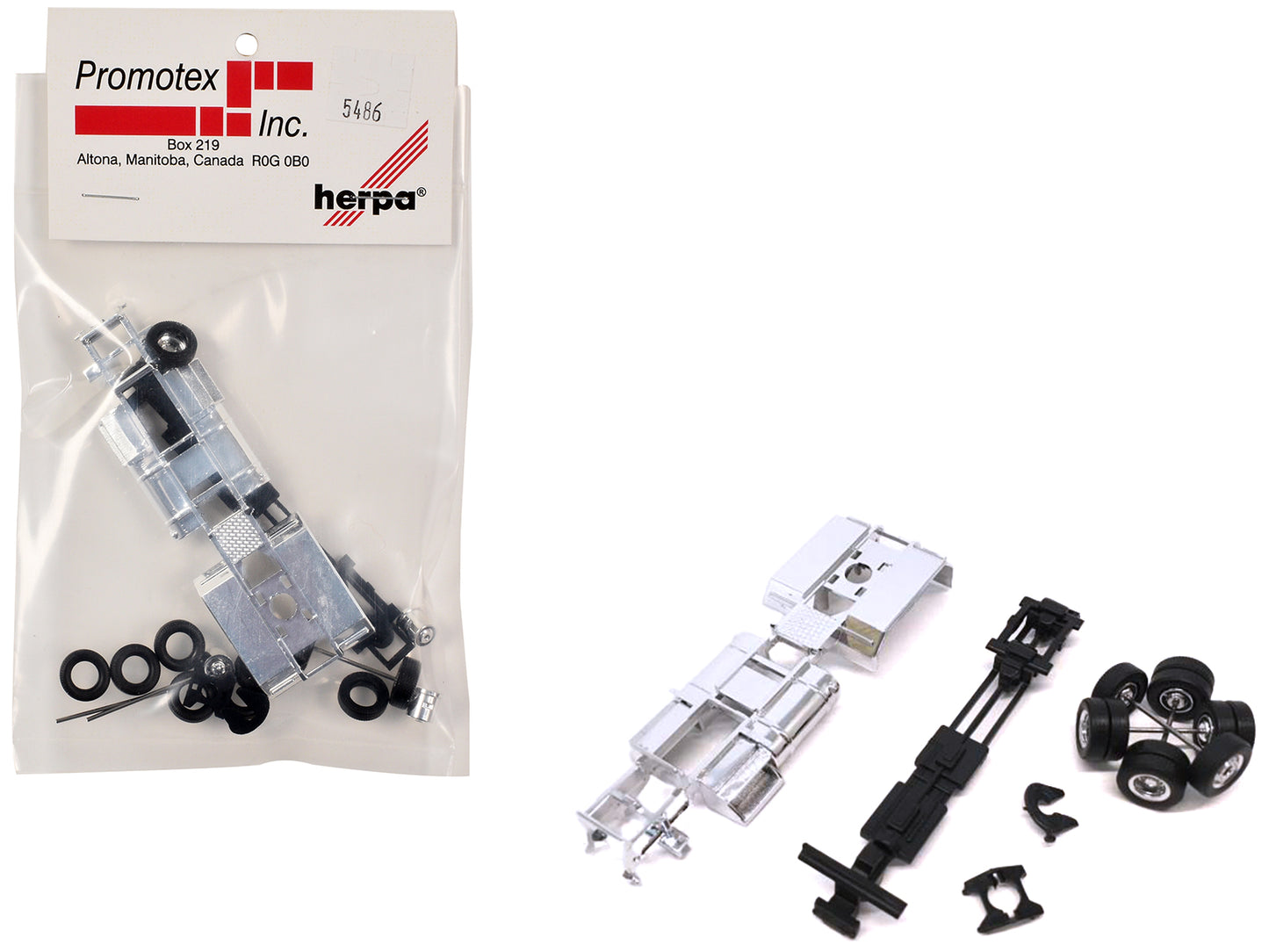 Chrome Chassis Kit for Kenworth or Peterbilt Cab 1/87 (HO) Plastic Model by Promotex-DiecastModeler.com
