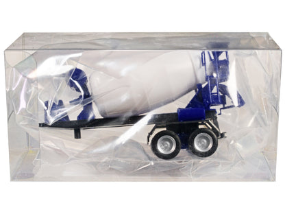 2-Axle Cement Mixer Trailer White and Blue 1/87 (HO) Plastic Model by Promotex-DiecastModeler.com