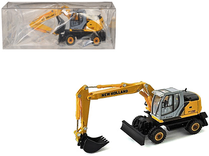 New Holland WE170 Wheeled Excavator Yellow 1/87 (HO) Diecast Model by Promotex-DiecastModeler.com