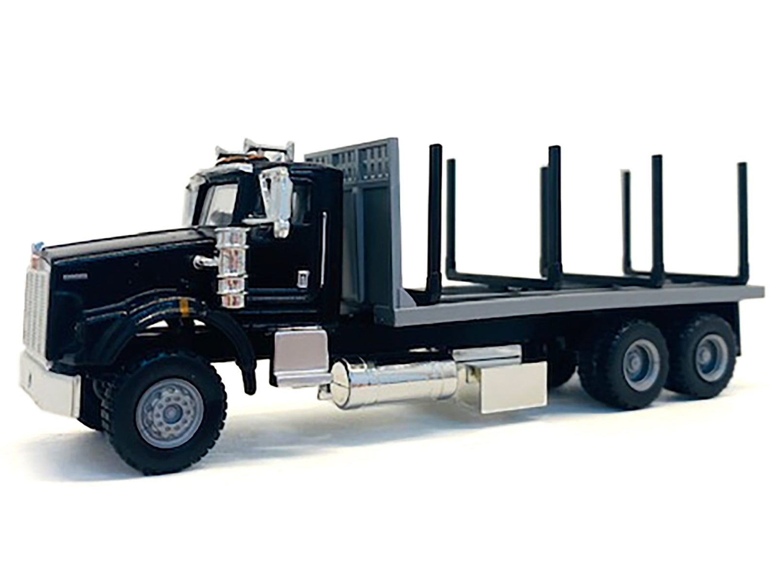 Kenworth T800 Stake Bed Truck Black 1/87 (HO) Plastic Model Car by Promotex-DiecastModeler.com