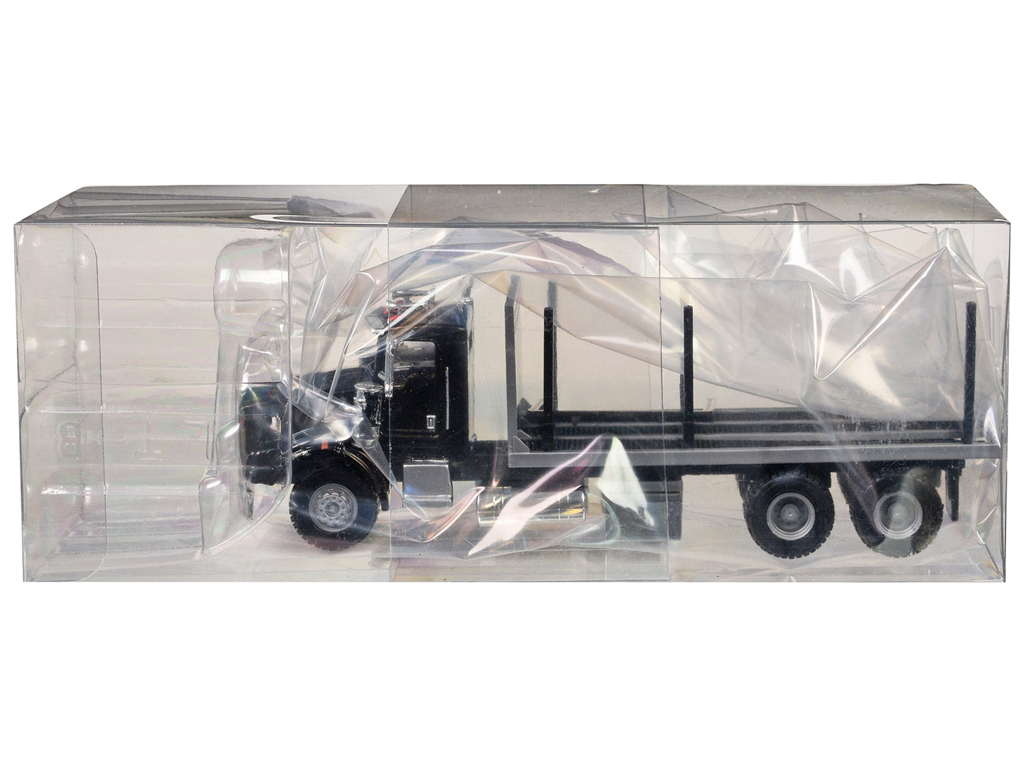 Kenworth T800 Stake Bed Truck Black 1/87 (HO) Plastic Model Car by Promotex-DiecastModeler.com