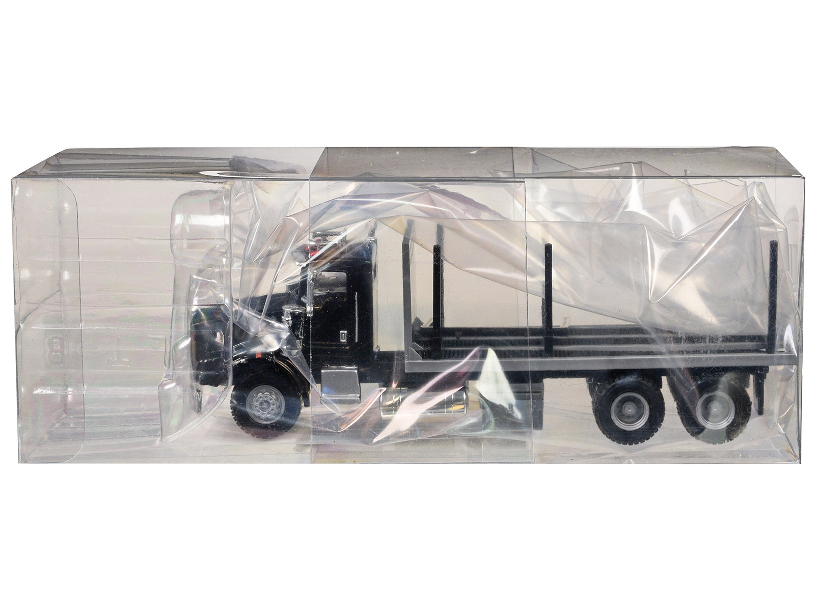 Kenworth T800 Stake Bed Truck Black 1/87 (HO) Plastic Model Car by Promotex-DiecastModeler.com