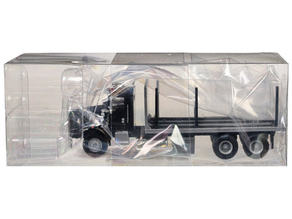 Kenworth T800 Stake Bed Truck Black 1/87 (HO) Plastic Model Car by Promotex-DiecastModeler.com