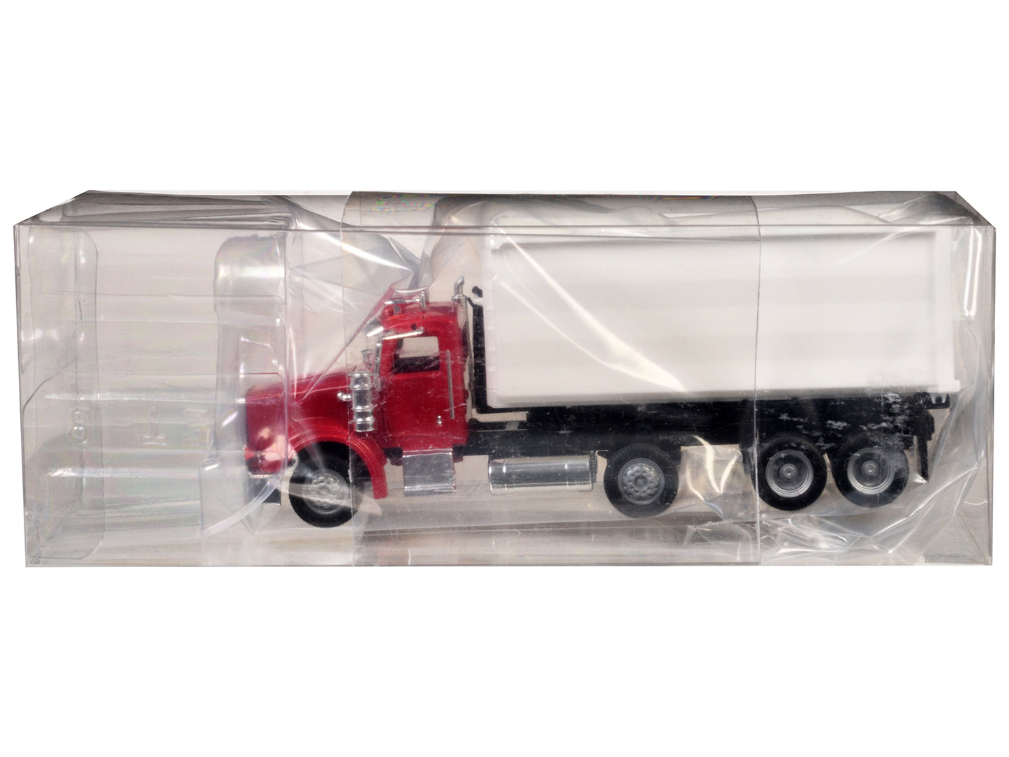 Peterbilt 367 Roll-Off Dump Truck Red with White Box 1/87 (HO) Plastic Model Car by Promotex