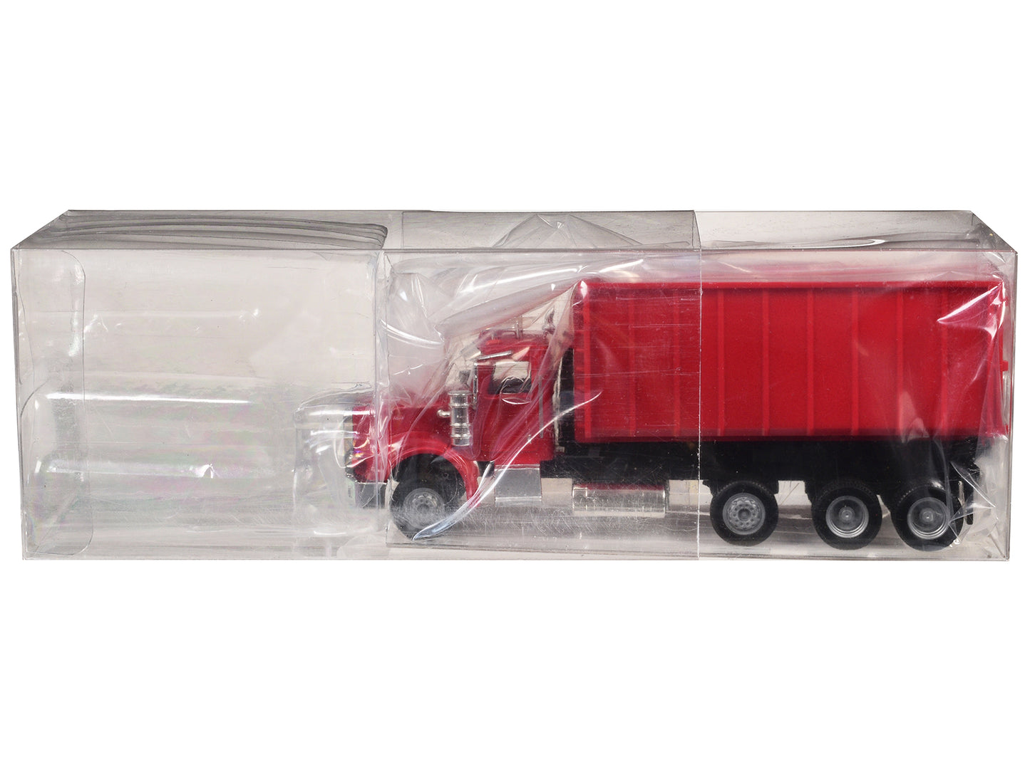 Peterbilt 367 Roll-Off Dump Truck Red with Red Box 1/87 (HO) Plastic Model Car by Promotex-DiecastModeler.com