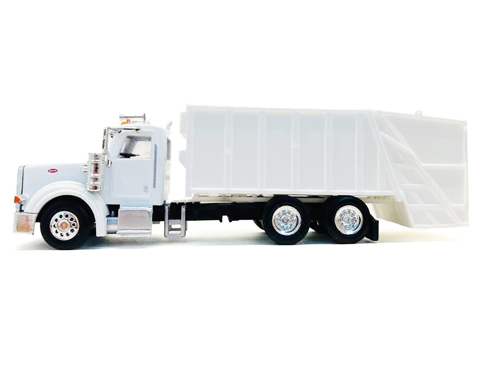 Peterbilt 367 Garbage Truck White 1/87 (HO) Plastic Model Car by Promotex-DiecastModeler.com