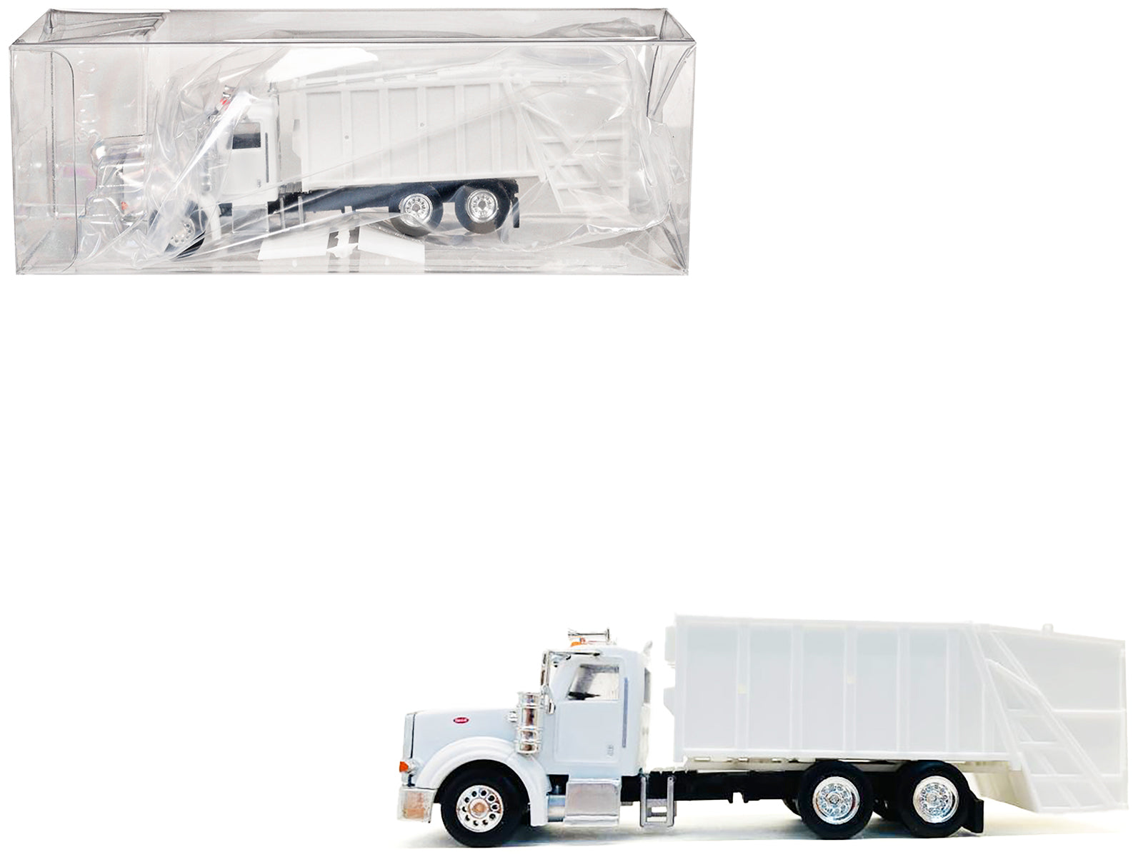 Peterbilt 367 Garbage Truck White 1/87 (HO) Plastic Model Car by Promotex-DiecastModeler.com