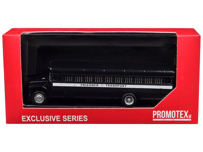 Prisoner Transport Bus Black 1/87 (HO) Plastic Model Car by Promotex-DiecastModeler.com