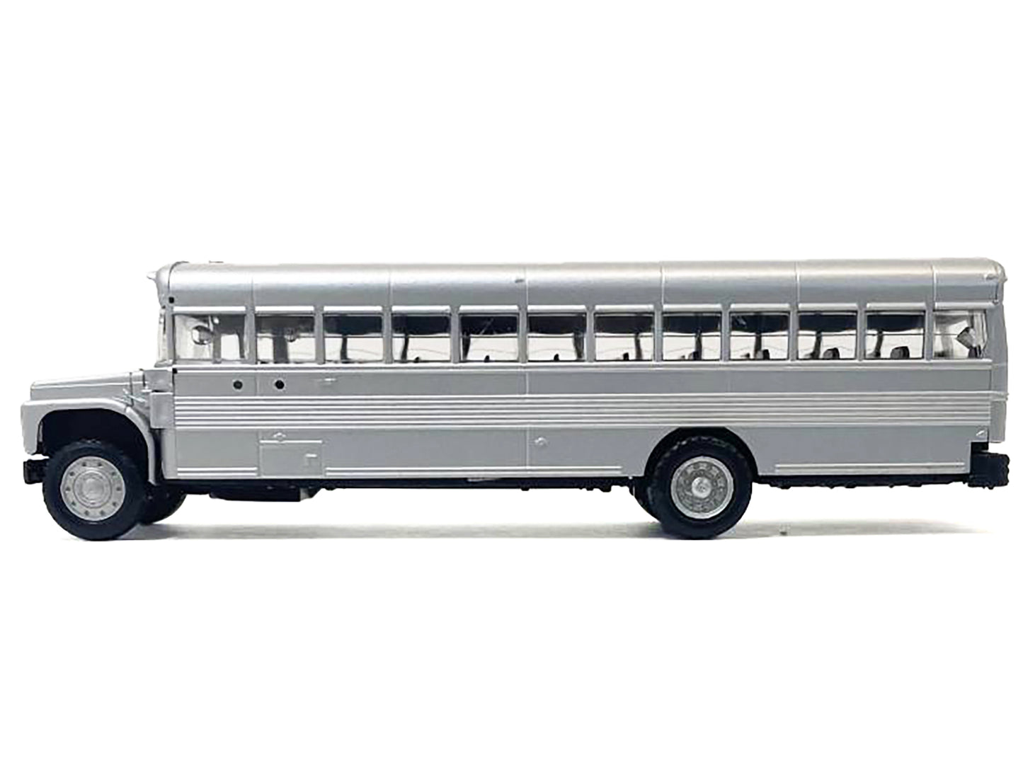 School Bus Silver Metallic 1/87 (HO) Plastic Model by Promotex