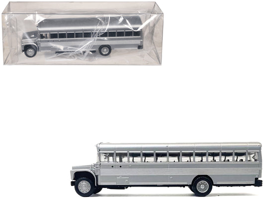 School Bus Silver Metallic 1/87 (HO) Plastic Model by Promotex-DiecastModeler.com