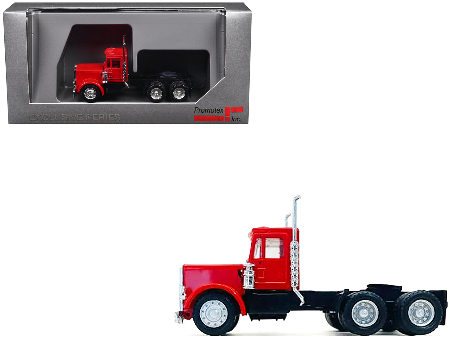 Peterbilt Short Day Cab Red 1/87 (HO) Plastic Model Car by Promotex-DiecastModeler.com