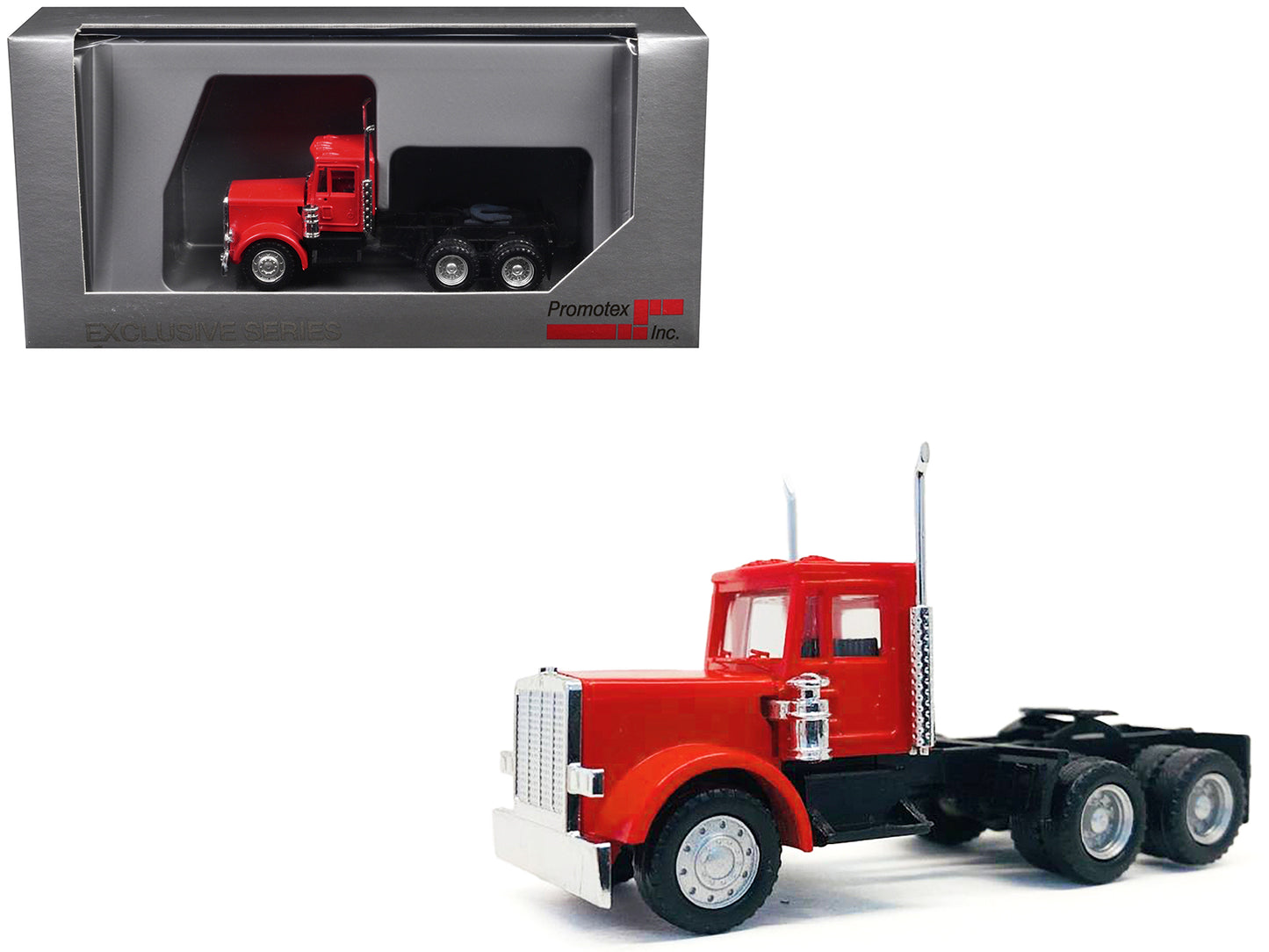 Peterbilt Short Day Cab with Updated Grill Red 1/87 (HO) Plastic Model Car by Promotex-DiecastModeler.com
