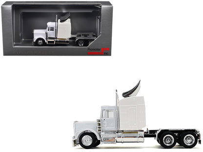 Kenworth W900 Sleeper Cab White 1/87 (HO) Plastic Model Car by Promotex-DiecastModeler.com