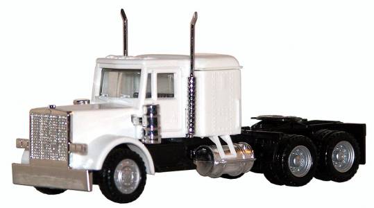 Peterbilt Long Tractor White 1/87 (HO) Plastic Model Car by Promotex-DiecastModeler.com
