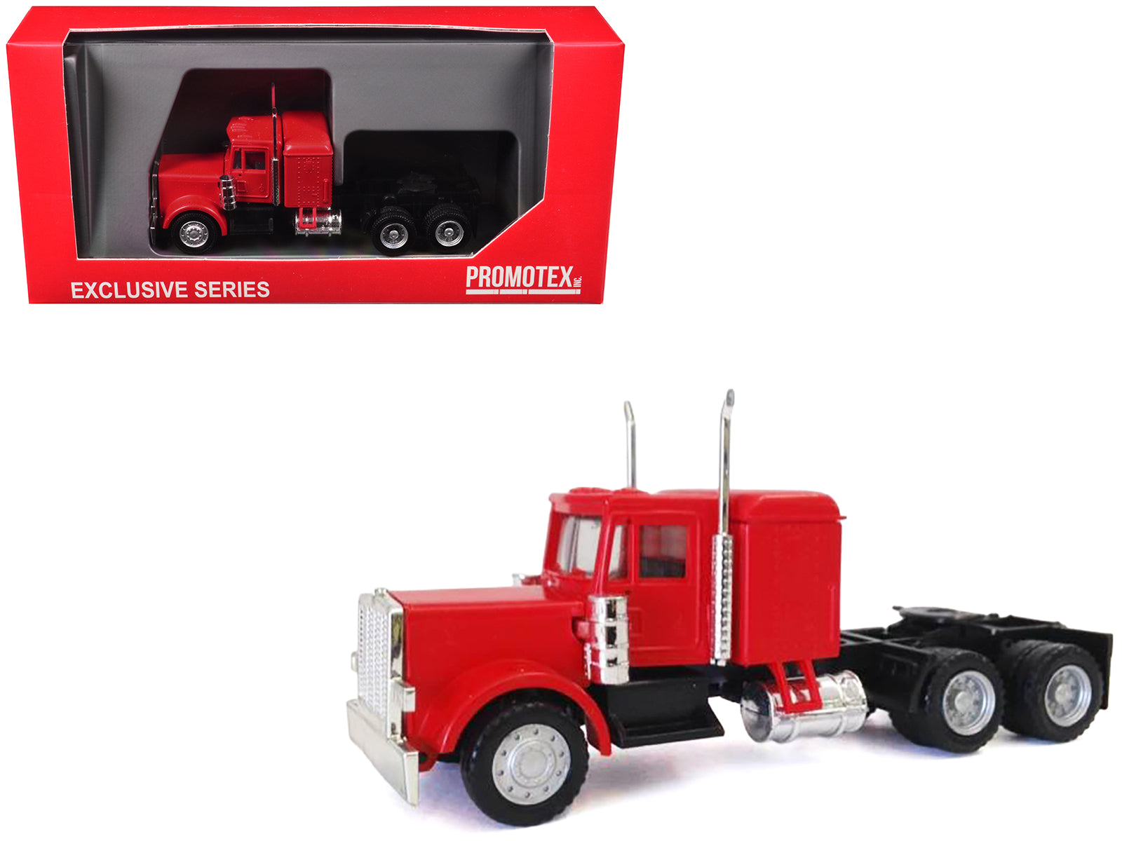 Peterbilt Long Tractor Red 1/87 (HO) Plastic Model Car by Promotex-DiecastModeler.com