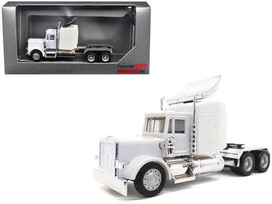 Peterbilt Sleeper Cab with Chrome Chassis White 1/87 (HO) Plastic Model Car by Promotex-DiecastModeler.com