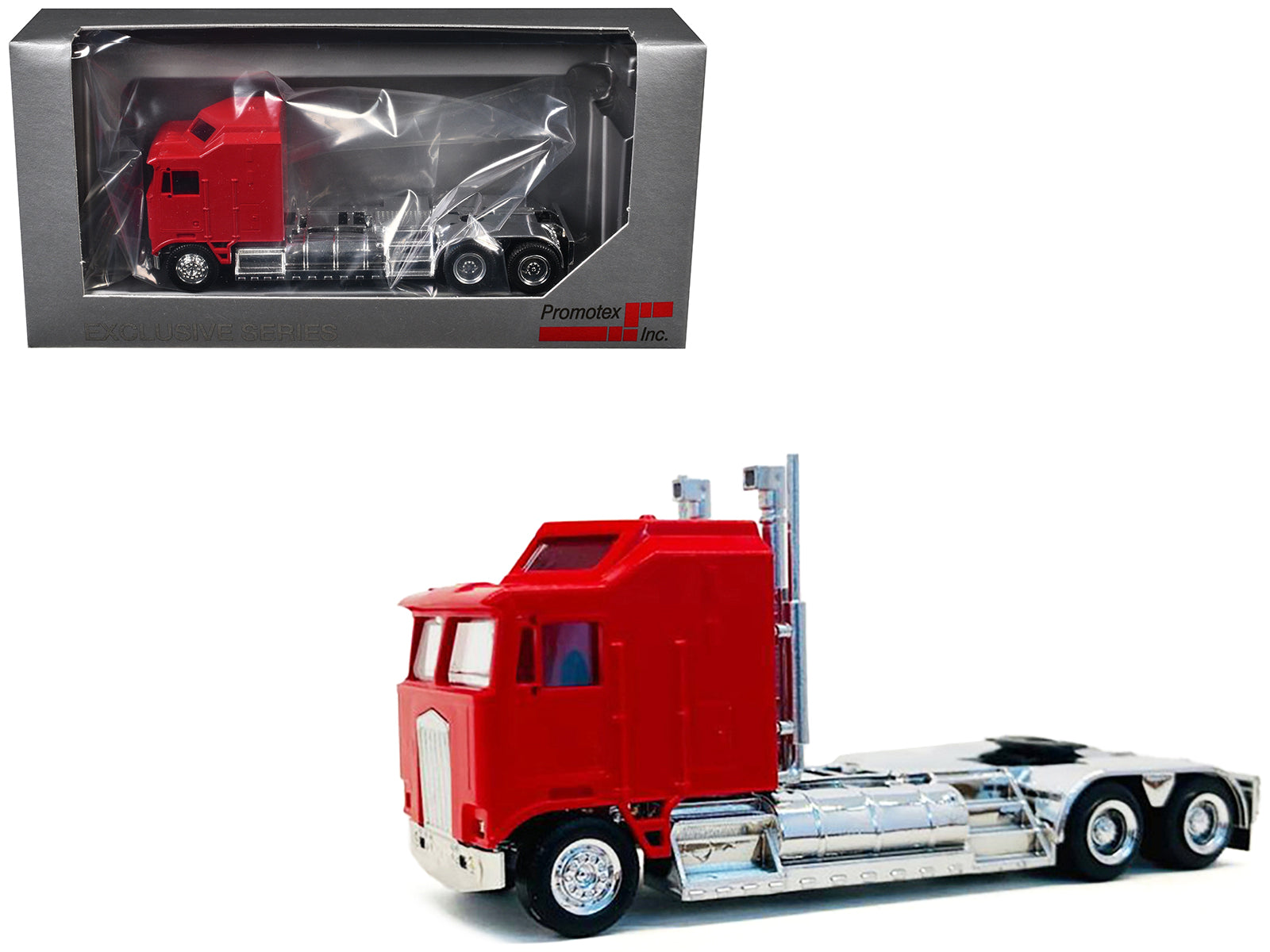 Kenworth K100 with 5-Bar Grill and XXL Chassis Red 1/87 (HO) Plastic Model by Promotex-DiecastModeler.com