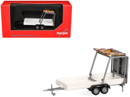 Road Maintenance Trailer White with Striped Top 1/87 (HO) Plastic Model by Promotex