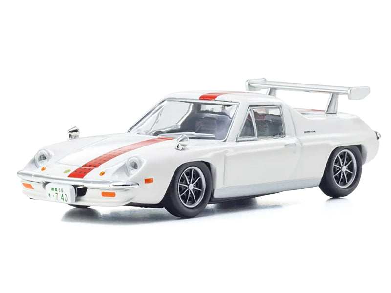 Lotus Europa RHD (Right Hand Drive) White with Red Stripe "The Circuit Wolf" Manga 1/64 Diecast Model Car by Kyosho-DiecastModeler.com