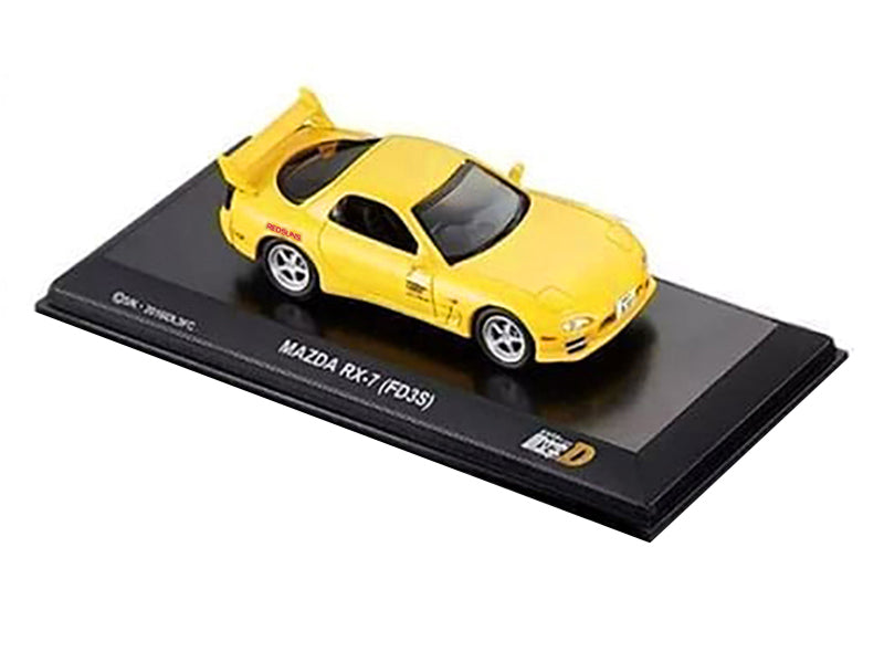 Mazda RX-7 (FD3S) RHD (Right Hand Drive) Yellow "Initial D" Manga 1/64 Diecast Model Car by Kyosho-DiecastModeler.com