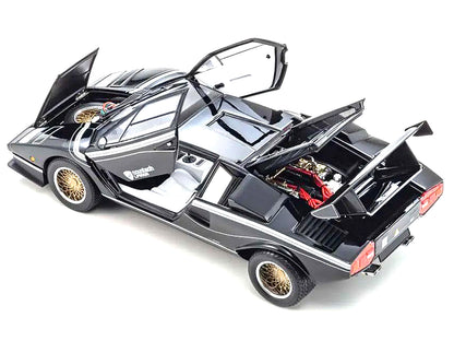Lamborghini Countach LP 500R Black with White Interior 1/18 Diecast Model Car by Kyosho-DiecastModeler.com
