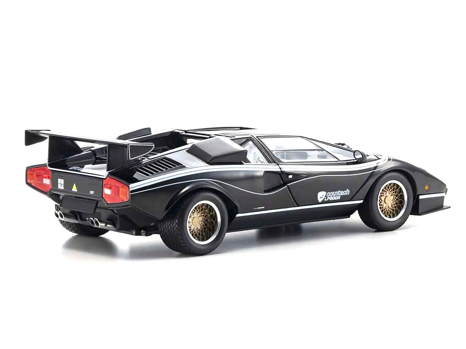 Lamborghini Countach LP 500R Black with White Interior 1/18 Diecast Model Car by Kyosho-DiecastModeler.com