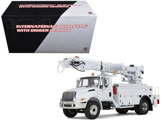 International DuraStar Truck with Digger Derrick Body "Altec" White 1/34 Diecast Model by First Gear-DiecastModeler.com