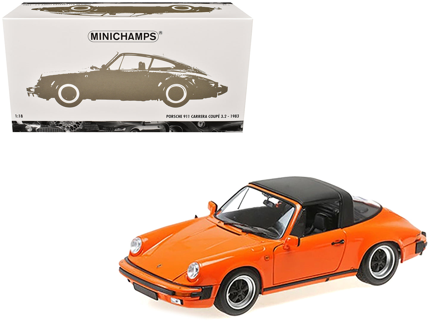 1983 Porsche 911 Carrera Targa 3.2 Orange 1/18 Diecast Model Car by Minichamps-DiecastModeler.com