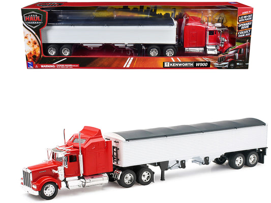 Kenworth W900 Grain Truck Red and White "Long Haul Truckers" Series 1/32 Diecast Model by New Ray-DiecastModeler.com