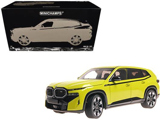 2023 BMW XM Yellow with Black Stripes 1/18 Diecast Model Car by Minichamps-DiecastModeler.com