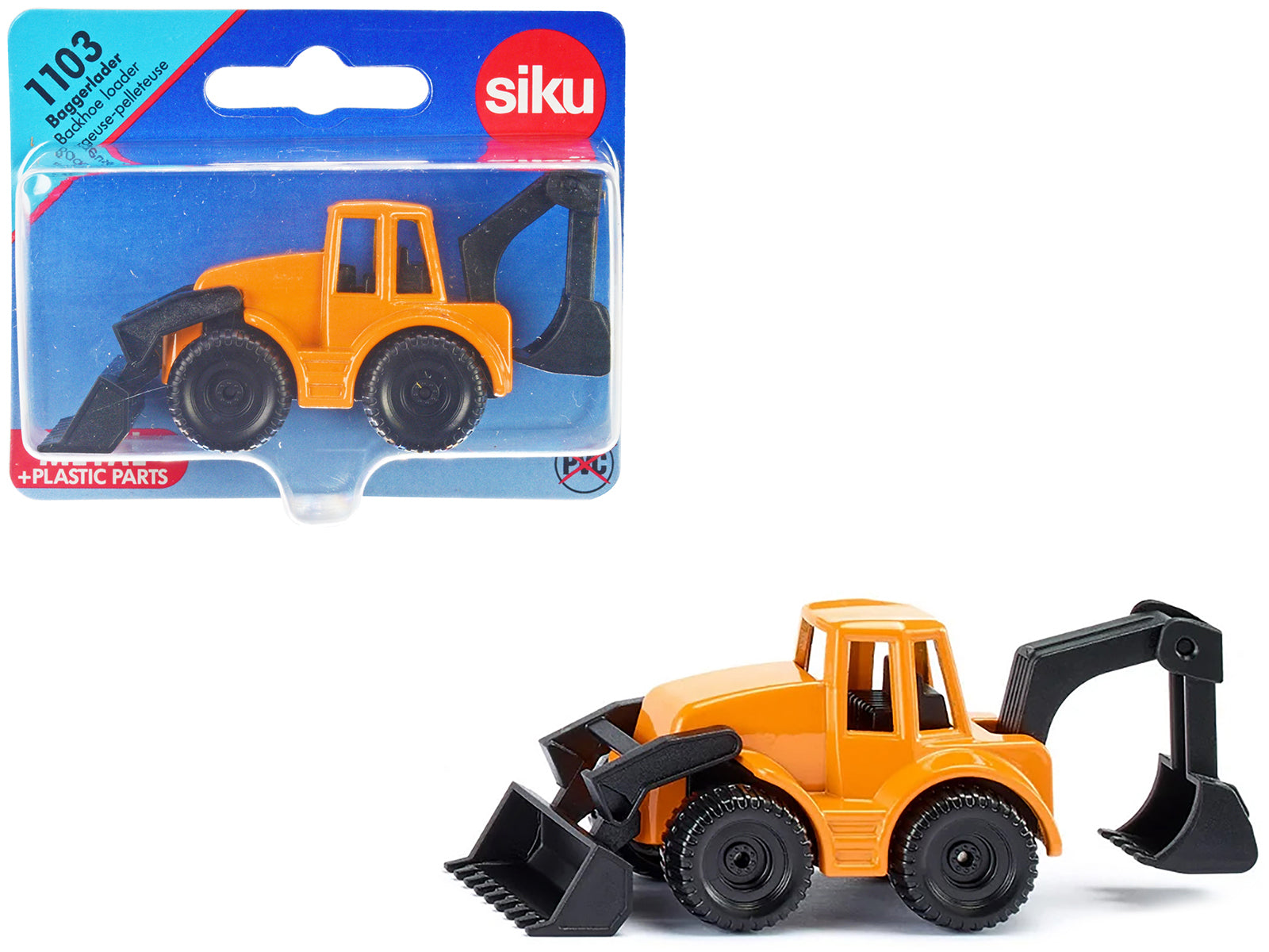 Backhoe Loader Yellow and Black Diecast Model by Siku-DiecastModeler.com