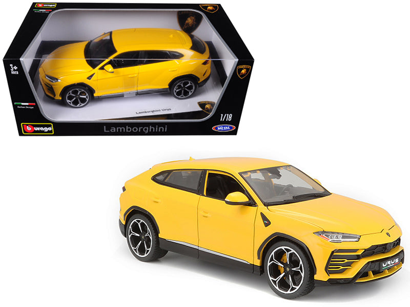 Lamborghini Urus Yellow 1/18 Diecast Model Car by Bburago-DiecastModeler.com