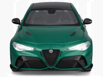 Alfa Romeo Giulia GTA Green Metallic with Carbon Top 1/18 Diecast Model Car by Bburago-DiecastModeler.com