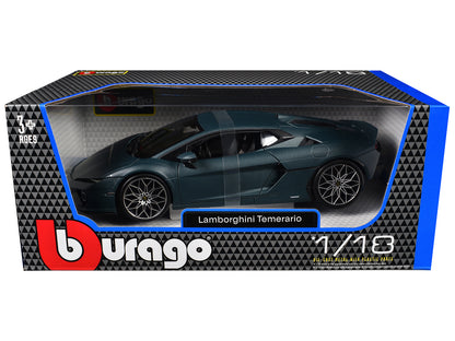 Lamborghini Temerario Matt Blue Metallic 1/18 Diecast Model Car by Bburago-DiecastModeler.com