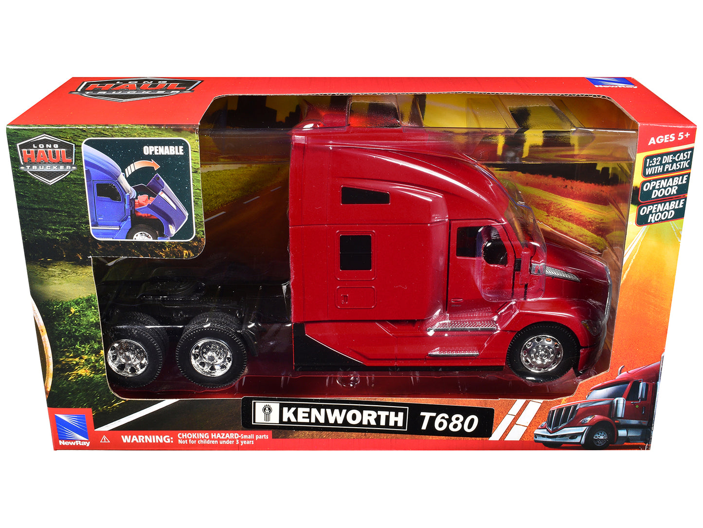 Kenworth T680 Truck Tractor Red "Long Haul Truckers" Series 1/32 Diecast Model by New Ray-DiecastModeler.com