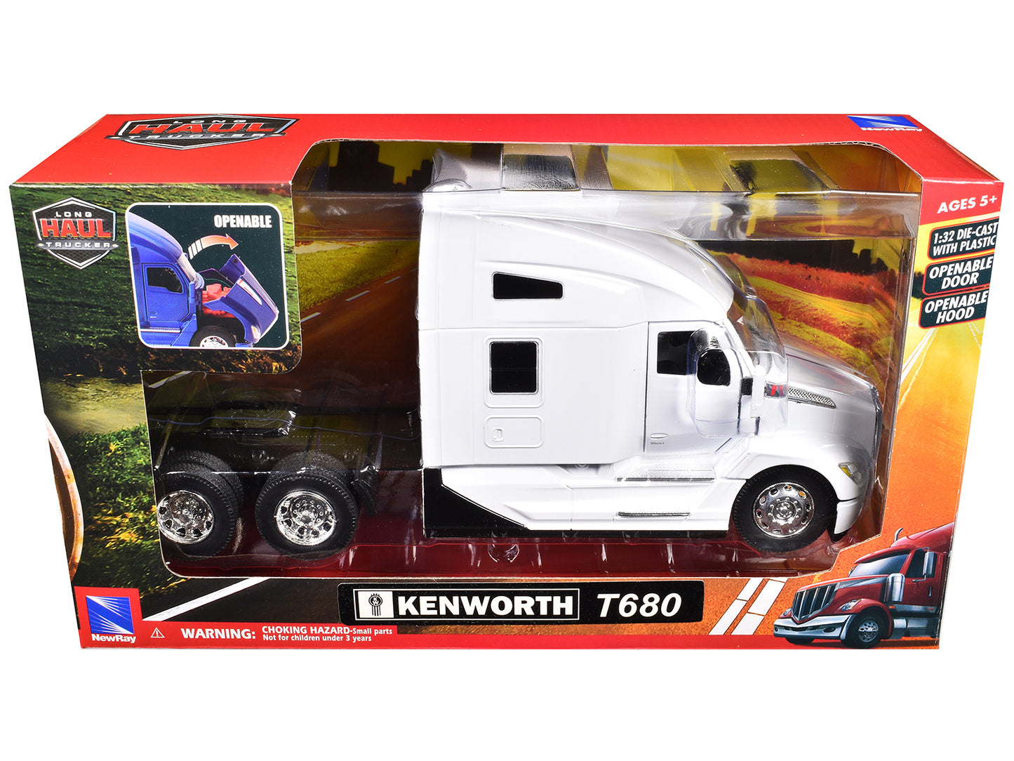 Kenworth T680 Truck Tractor White "Long Haul Truckers" Series 1/32 Diecast Model by New Ray-DiecastModeler.com