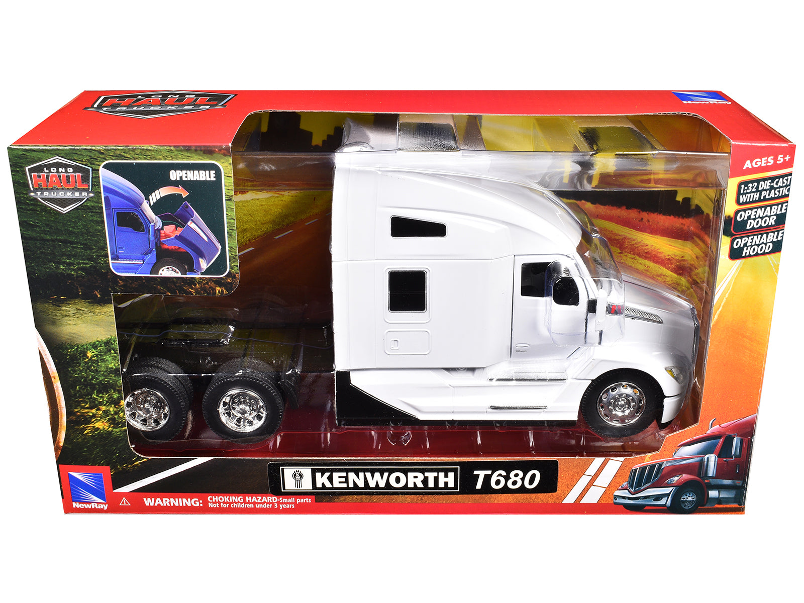 Kenworth T680 Truck Tractor White "Long Haul Truckers" Series 1/32 Diecast Model by New Ray-DiecastModeler.com