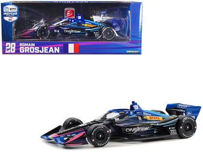 Dallara IndyCar #28 Romain Grosjean "DNSFilter" Andretti Autosport (Road Course Configuration) "NTT IndyCar Series" (2023) 1/18 Diecast Model Car by Greenlight-DiecastModeler.com