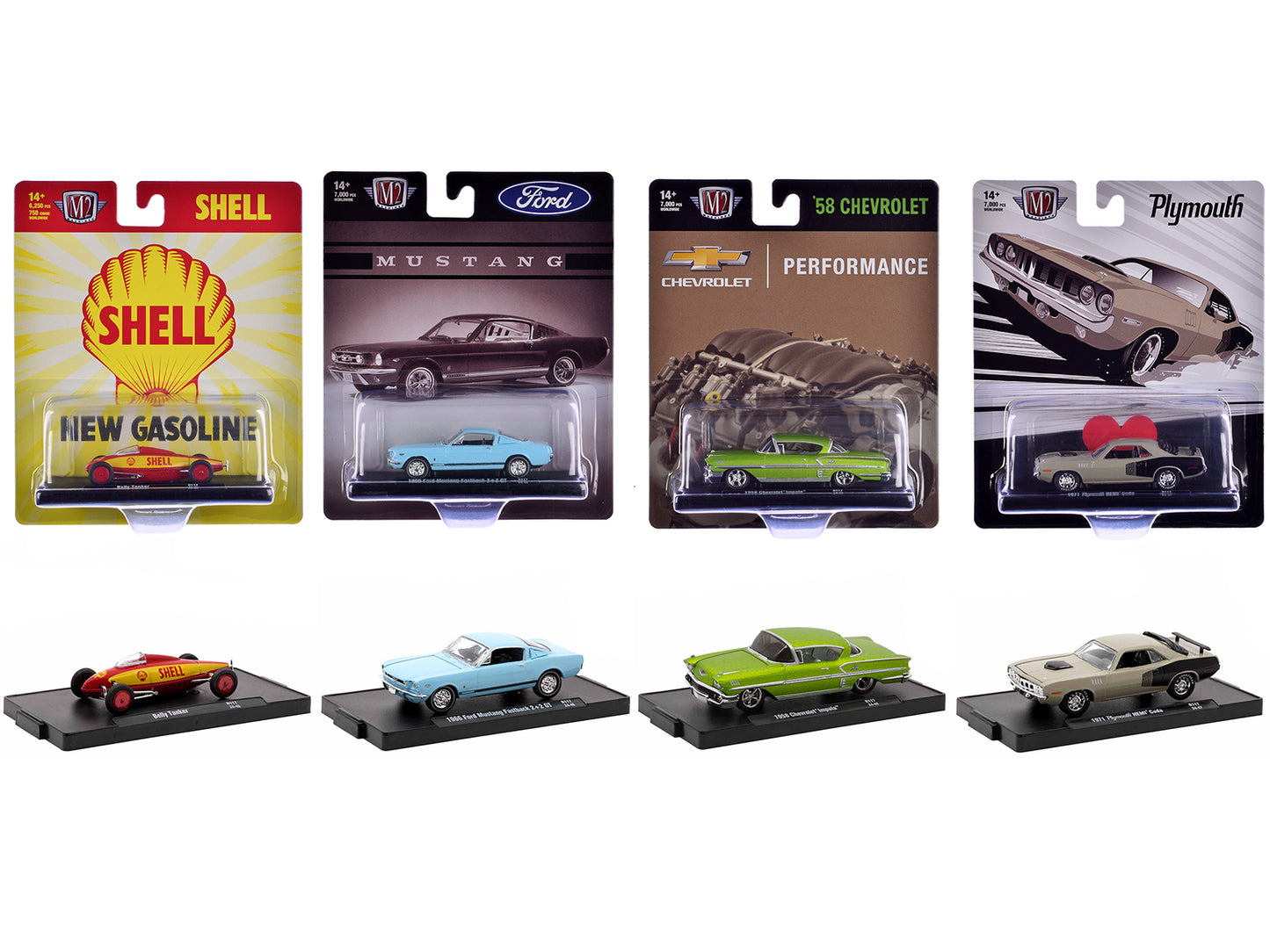 "Auto-Drivers" Set of 4 pieces in Blister Packs Release 117 Limited Edition to 7000 pieces Worldwide 1/64 Diecast Model Cars by M2 Machines-DiecastModeler.com