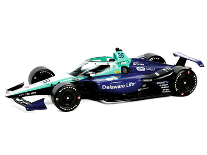 Dallara IndyCar #28 Marcus Ericsson "Delaware Life" Andretti Autosport "NTT IndyCar Series" (2024) 1/18 Diecast Model Car by Greenlight-DiecastModeler.com