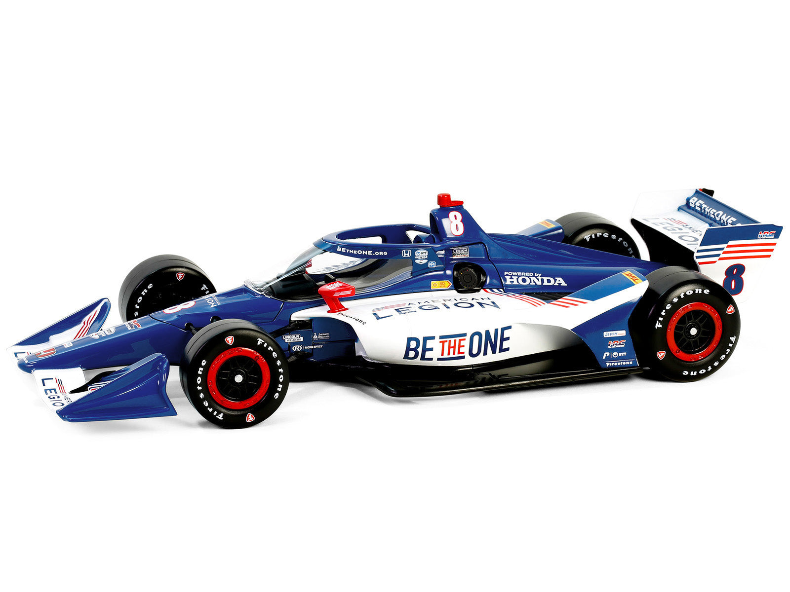 Dallara IndyCar #8 Linus Lundqvist "The American Legion" Chip Ganassi Racing (Road Course Configuration) "NTT IndyCar Series" (2024) 1/18 Diecast Model Car by Greenlight-DiecastModeler.com