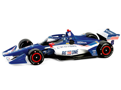 Dallara IndyCar #8 Linus Lundqvist "The American Legion" Chip Ganassi Racing (Road Course Configuration) "NTT IndyCar Series" (2024) 1/18 Diecast Model Car by Greenlight-DiecastModeler.com