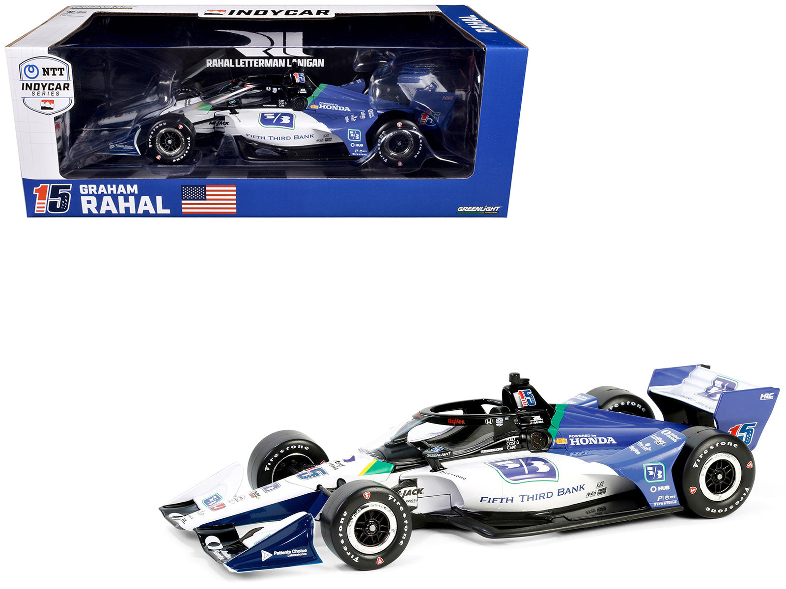 Dallara IndyCar #15 Graham Rahal "Fifth Third Bank" Rahal Letterman Lanigan Racing (Road Course Configuration) "NTT IndyCar Series" (2024) 1/18 Diecast Model Car by Greenlight-DiecastModeler.com